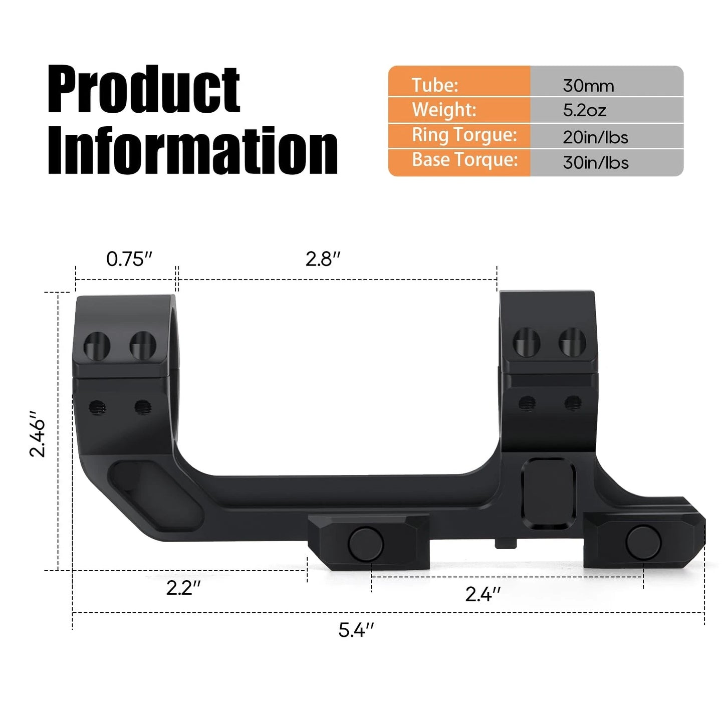 Optical Scope Mounts Dual Ring One Piece 30mm/1.18inch Riflescope Rings Black