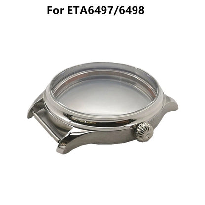 Silver 44mm Stainless Steel Watch Case For ETA6497/6498 Movement Repair Part aa