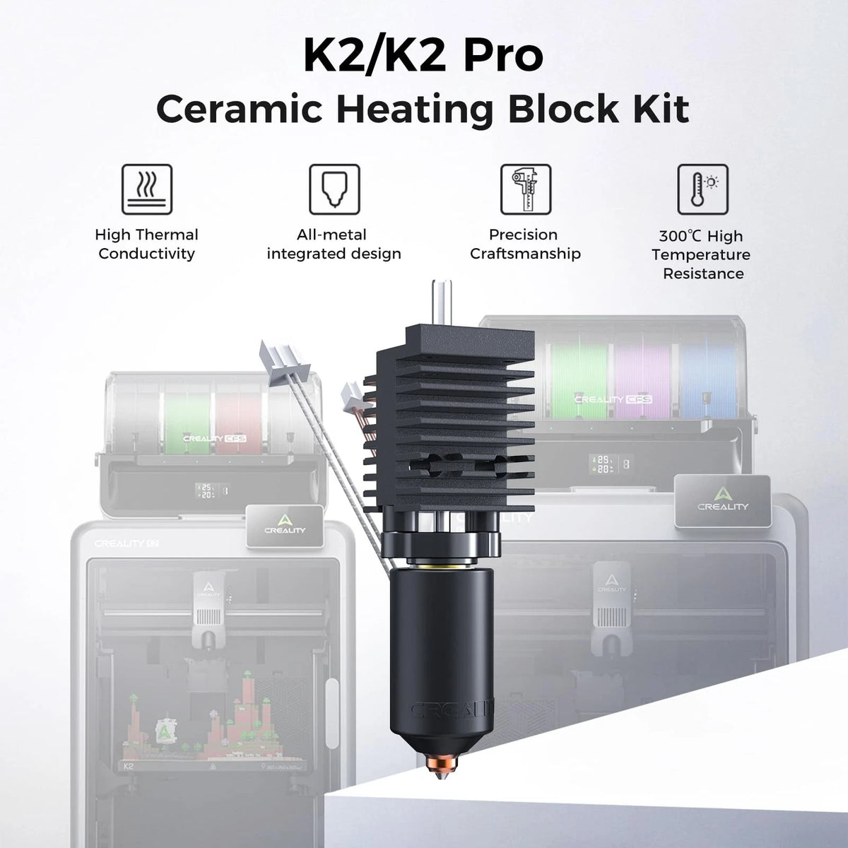 Creality K2 Pro/K2 Ceramic Heating Block Kit, Upgrade Official Hotend...