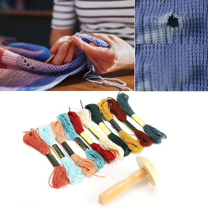 Oumefar Darning Thread for Socks & Sweaters, Wooden Mushroom Kit...