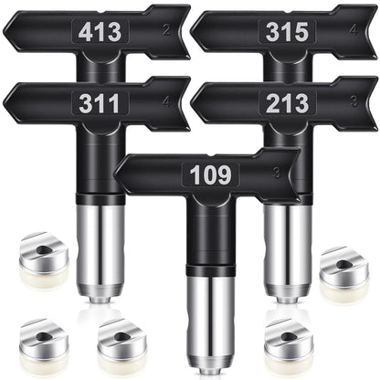 5 Pcs Spray Tips Reversible Tip 109, 213, 311, 315, 413, black, silver