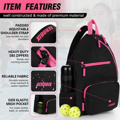 AEROBIX Pink Pickleball Bag for Women & Men, Pickle Carry-On 20-Inch, PINK
