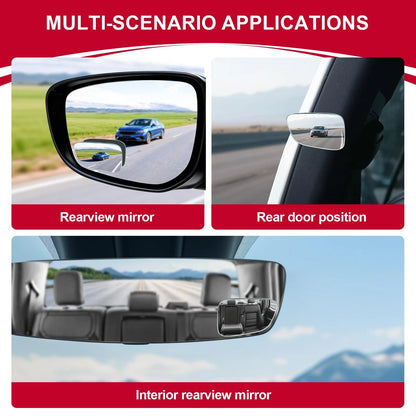 LivTee Blind Spot Car Mirror, HD Glass Frameless Adhesive Mount, Wedge-Shaped