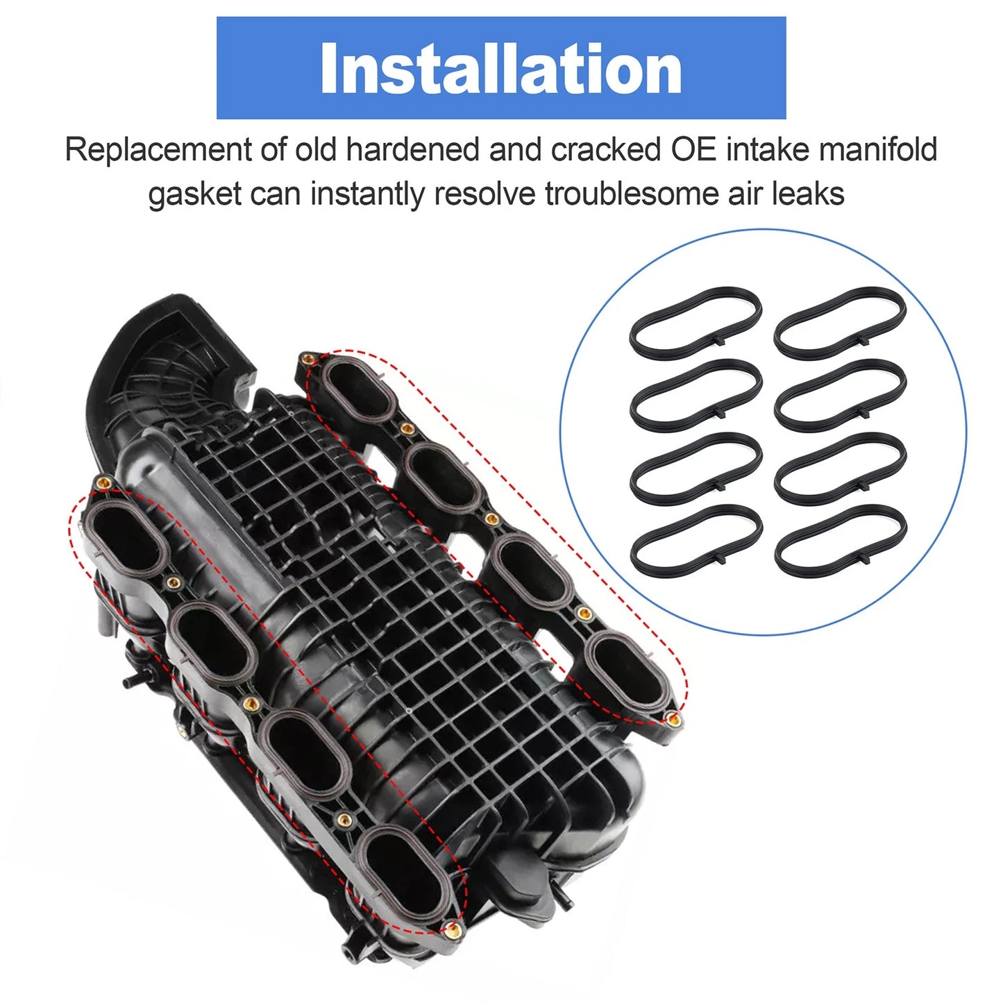 Intake Manifold Gasket Kit 8PCS Fits Nissan Titan XD 16-24, Armada/Titan 17-24