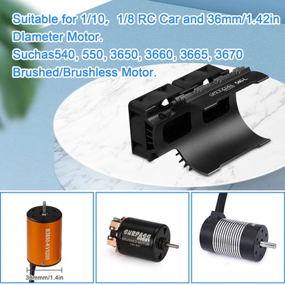 RC Car Motor Cooling Fans Surpass Hobby 30mm Black-dual for 36mm