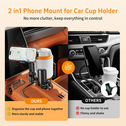 Phone Holders for Your Car, 2 in 1 Cup Holder Mount with Black