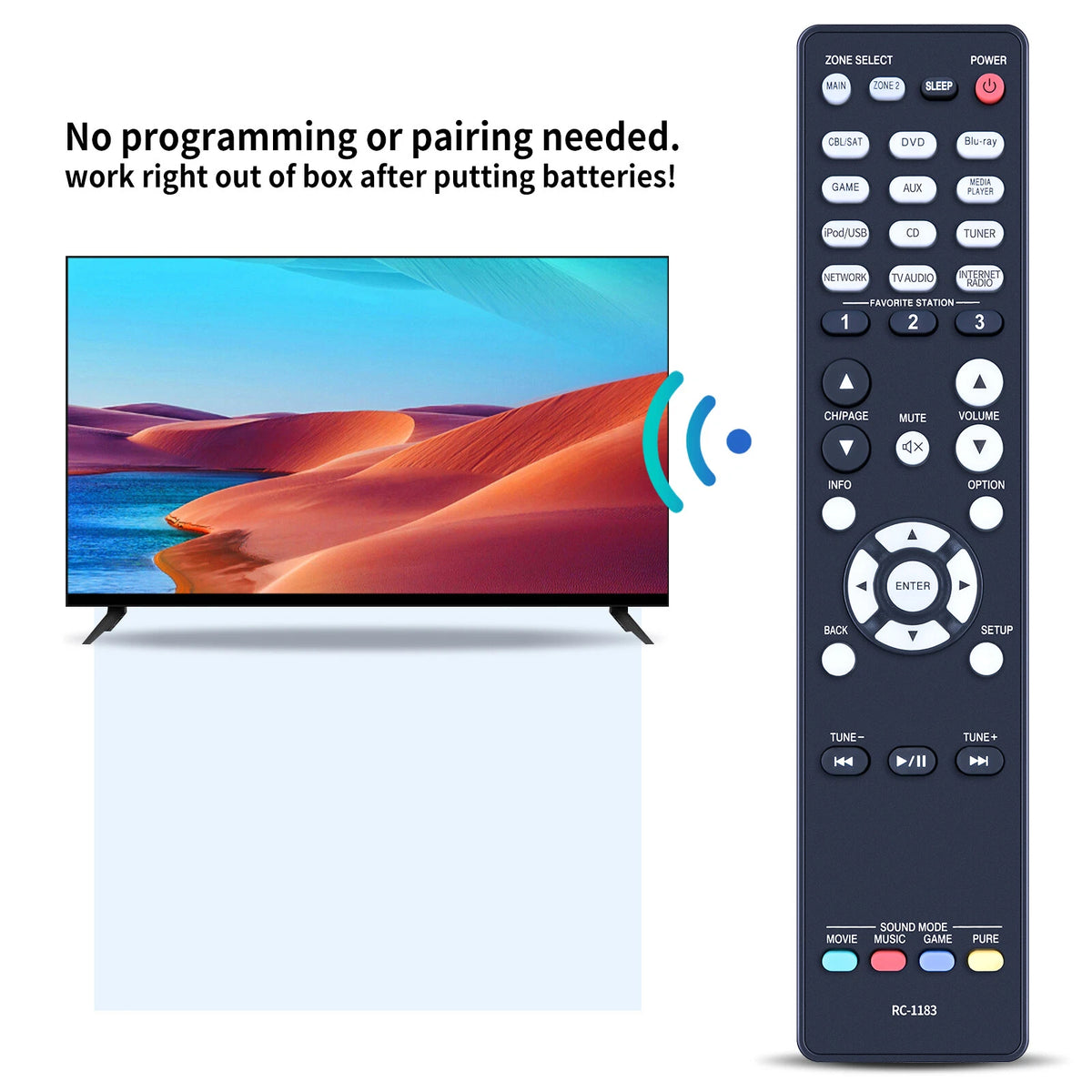 RC-1183 Remote Control For Denon AV Receiver AVR-E400 AVR-X2000 AVRX2000