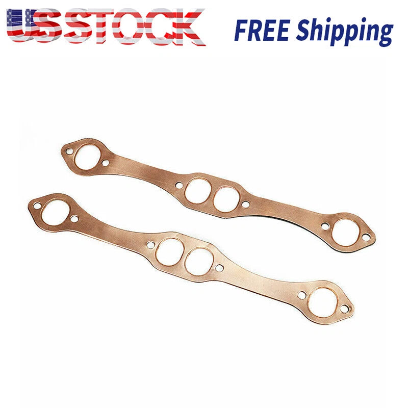 SBC Oval Port Copper Header Exhaust Gaskets For SB Chevy 327 305 383 Reusable