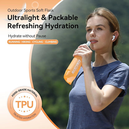 MARCHWAY Soft Hydration Flask with Wide Mouth, 300ml/500ml 300ML, Orange