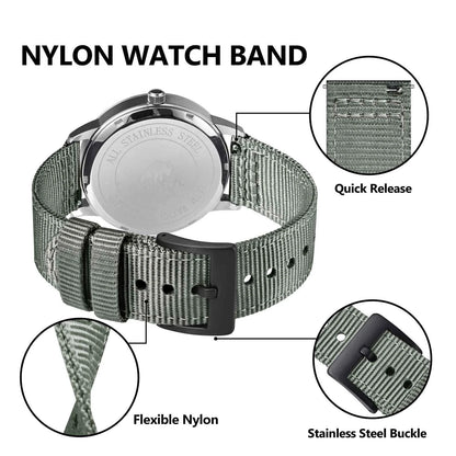 BISONSTRAP Men’s Nylon Watch Bands, Two-Piece 20mm, Grey (Black Buckle)