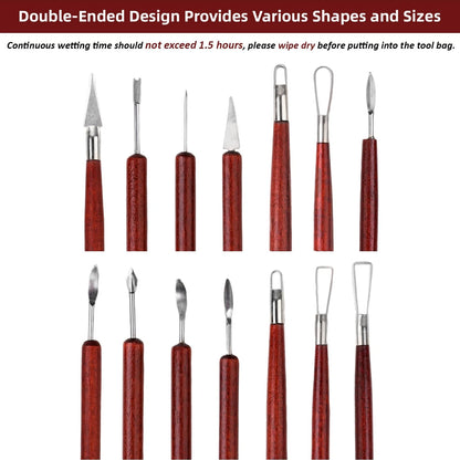 Blisstime 18PCS Clay Sculpting Tools, Basic Pottery Carving Tool Kit Red