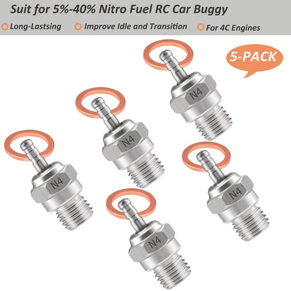 Shaluoman N4 Hot Glow Plug Spark Plugs for Traxas T-maxx Kyosho HSP1 HPI...