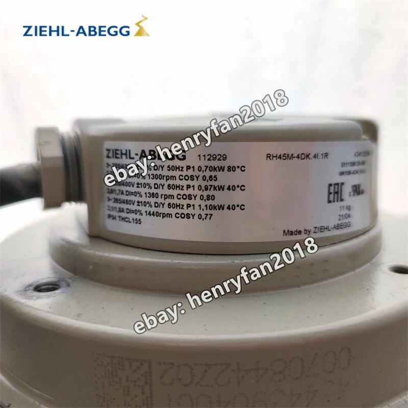 Ziehl-abegg RH45M-4DK.4I.1R Centrifugal Fan 230/400VAC 0.70KW 2.7A Cooling Fan