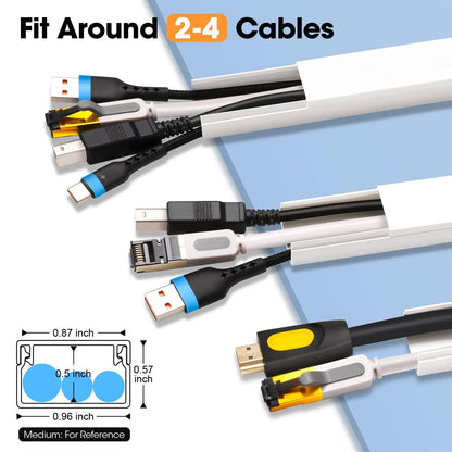 YesBes 116in Cord Hider Kit, Covers for Wires on Wall, 116in, White