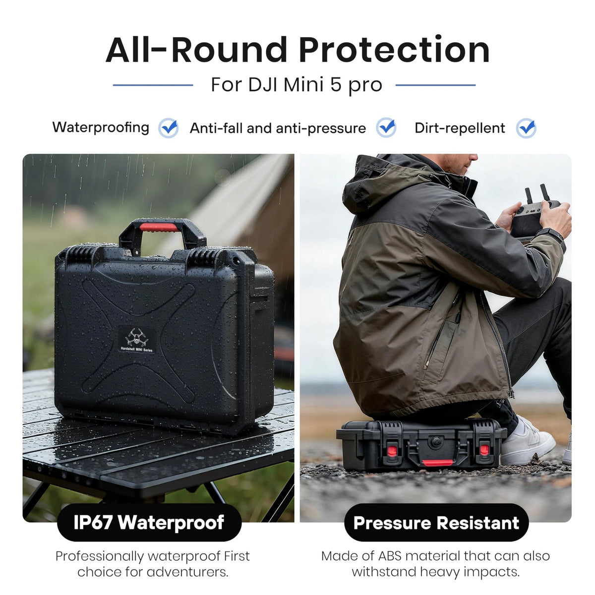 STARTRC Dual Layer Waterproof Hard Case for DJI Mini 5 Pro Drone,