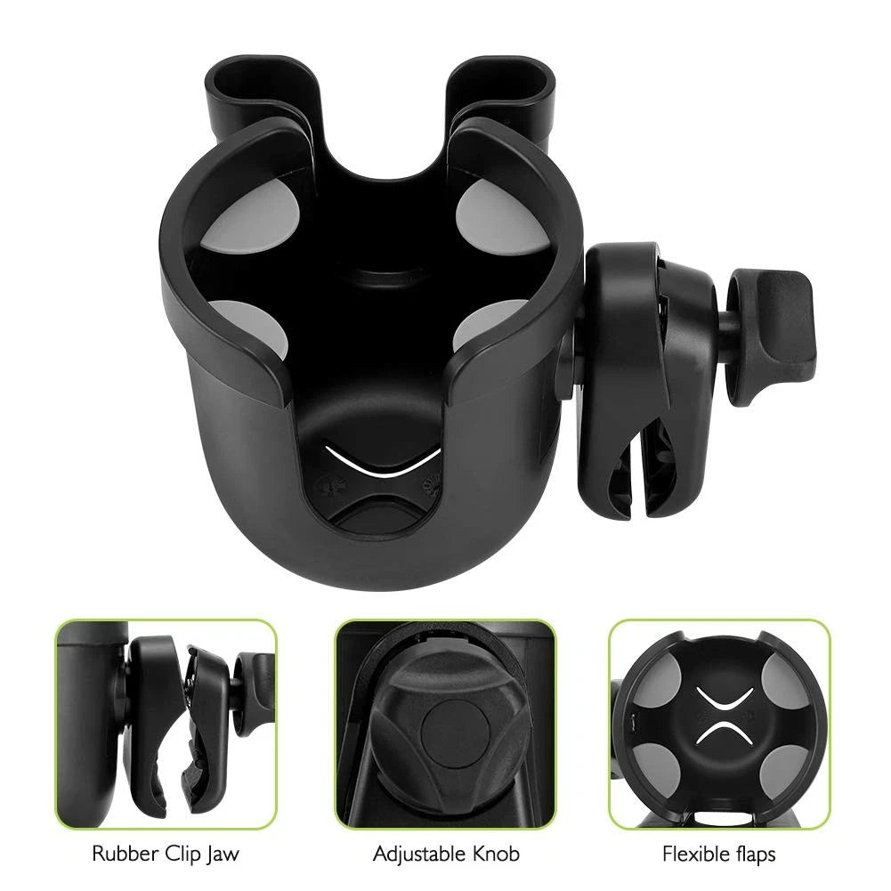Accmor Stroller Cup Holder with Phone Holder, 1 Count (Pack of 1), All Black