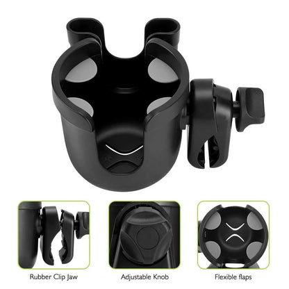 Accmor Stroller Cup Holder with Phone Holder, 1 Count (Pack of 1), All Black