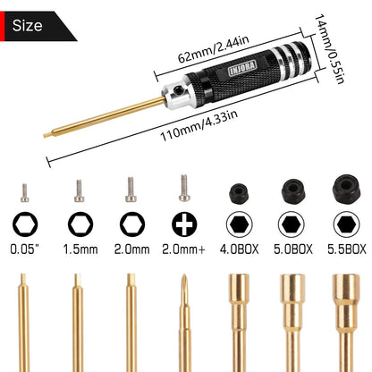 INJORA Short Handle Hex Screwdriver Nut Driver Tools 1/18 1/24 Small, Black