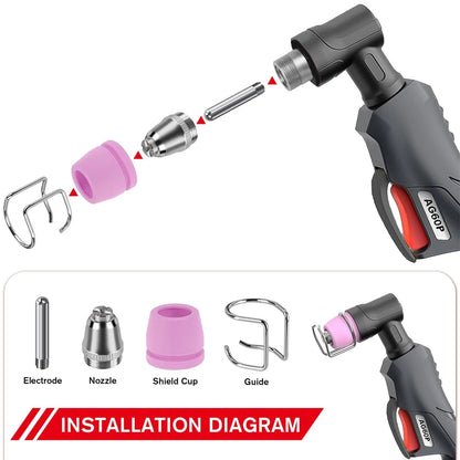 50 Piece AG60P Plasma Cutter Consumables Kit Includes Cutting Torch Tips and...