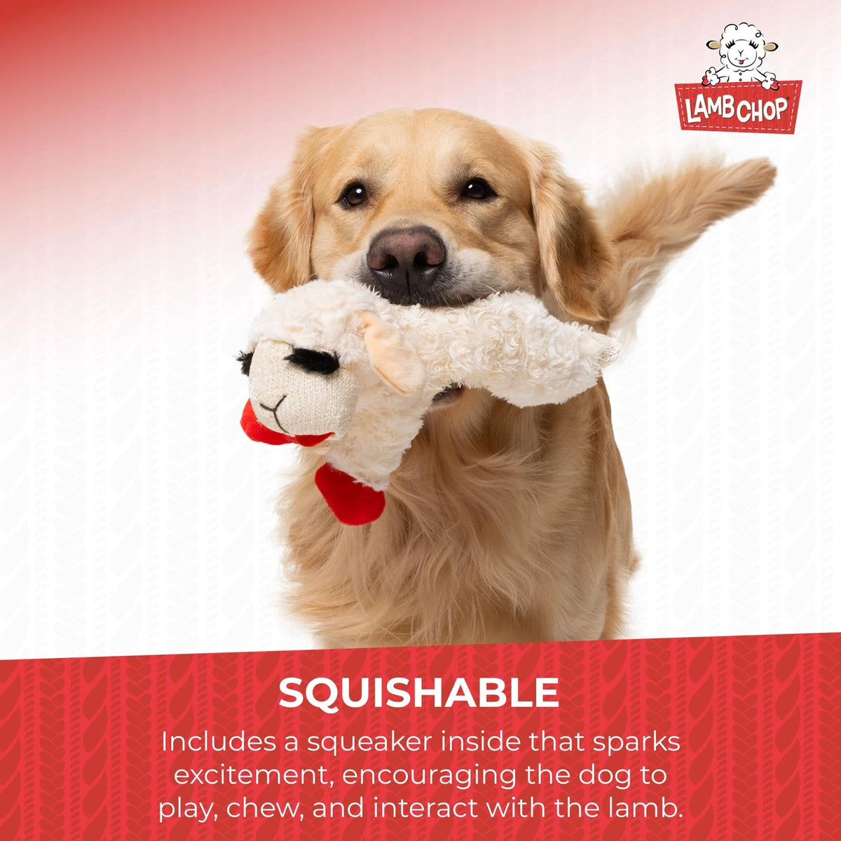 Multipet Lamb Chop Dog Plush Toy - Squeaky for Small & Medium 10", White
