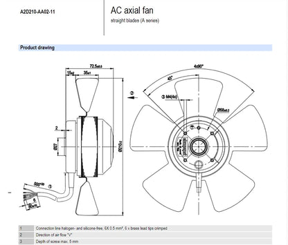 Ebmpapst Fan A2D210-AA02-11 Axial Fan 400VAC 50Hz 0.14A 80W Motor Cooling Fan
