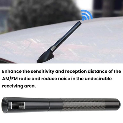 BESULEN Car Short Antenna, 4.7 Inch Carbon Fiber American Flag Black/4.7