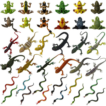 PPXMEEUDC 36 PCS Plastic Reptile Snake Lizards Frog Toys Set for 1.5-5inches