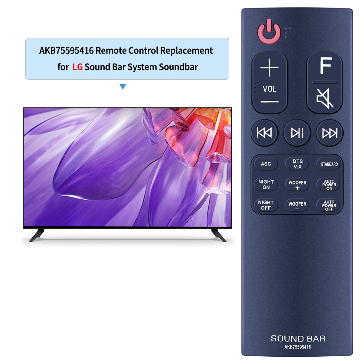 AKB75595416 Replacement Remote Control fit for LG Sound Bar SK5Y SK5