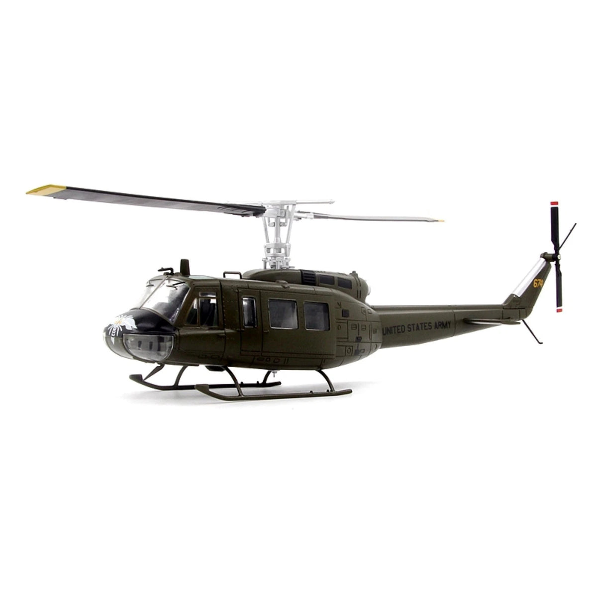 Authentic UH-1 Iroquois Helicopter Diecast Model 1:48 Scale Rotating Parts Gift