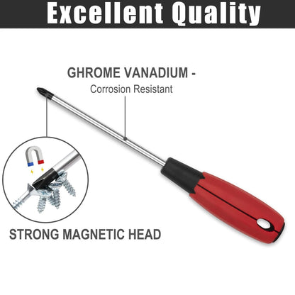 KURUI Magnetic Screwdriver Set, 6-Piece Screw Drivers Large Small, Black Red