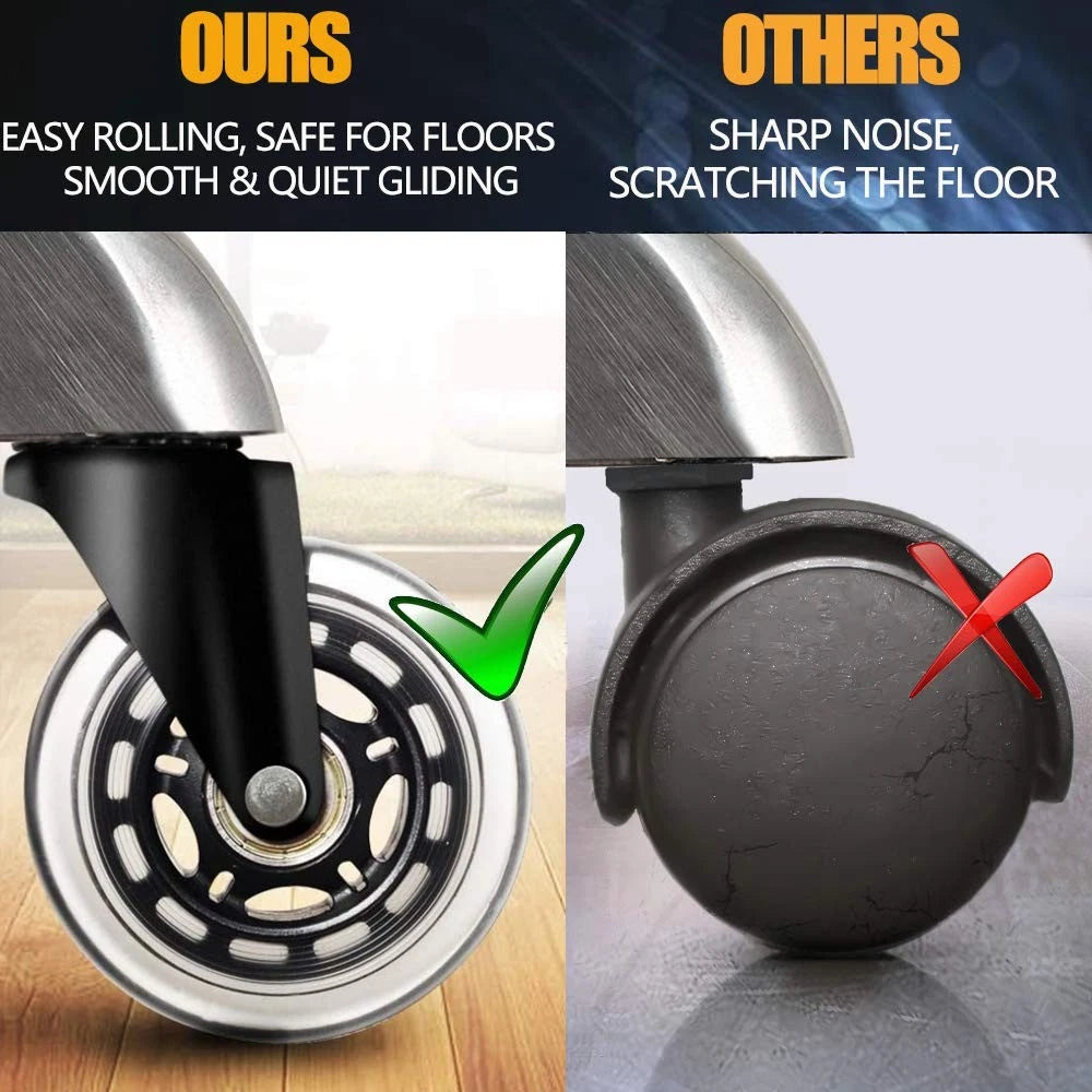 HOSALI 3 Inch Office Chair Wheels - Rubber 3 11mm Stem, Black