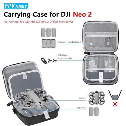 FPVtosky Carrying Case for DJI Neo 2 [CASE 8.3 x 7.1 x 3.1 inches, Black
