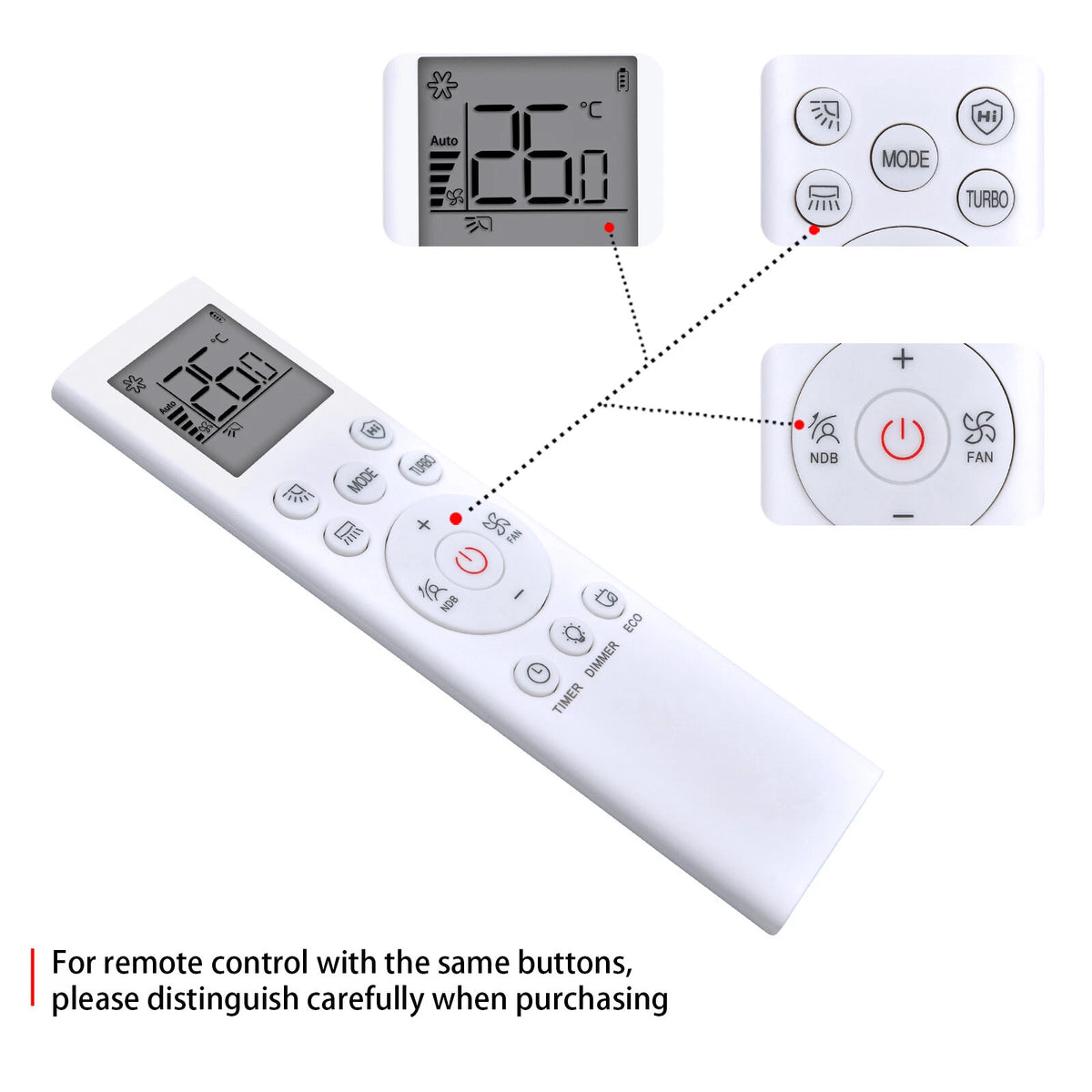 Replacement Remote Control For Hisense RCH-RSY2-0 Air Conditioner