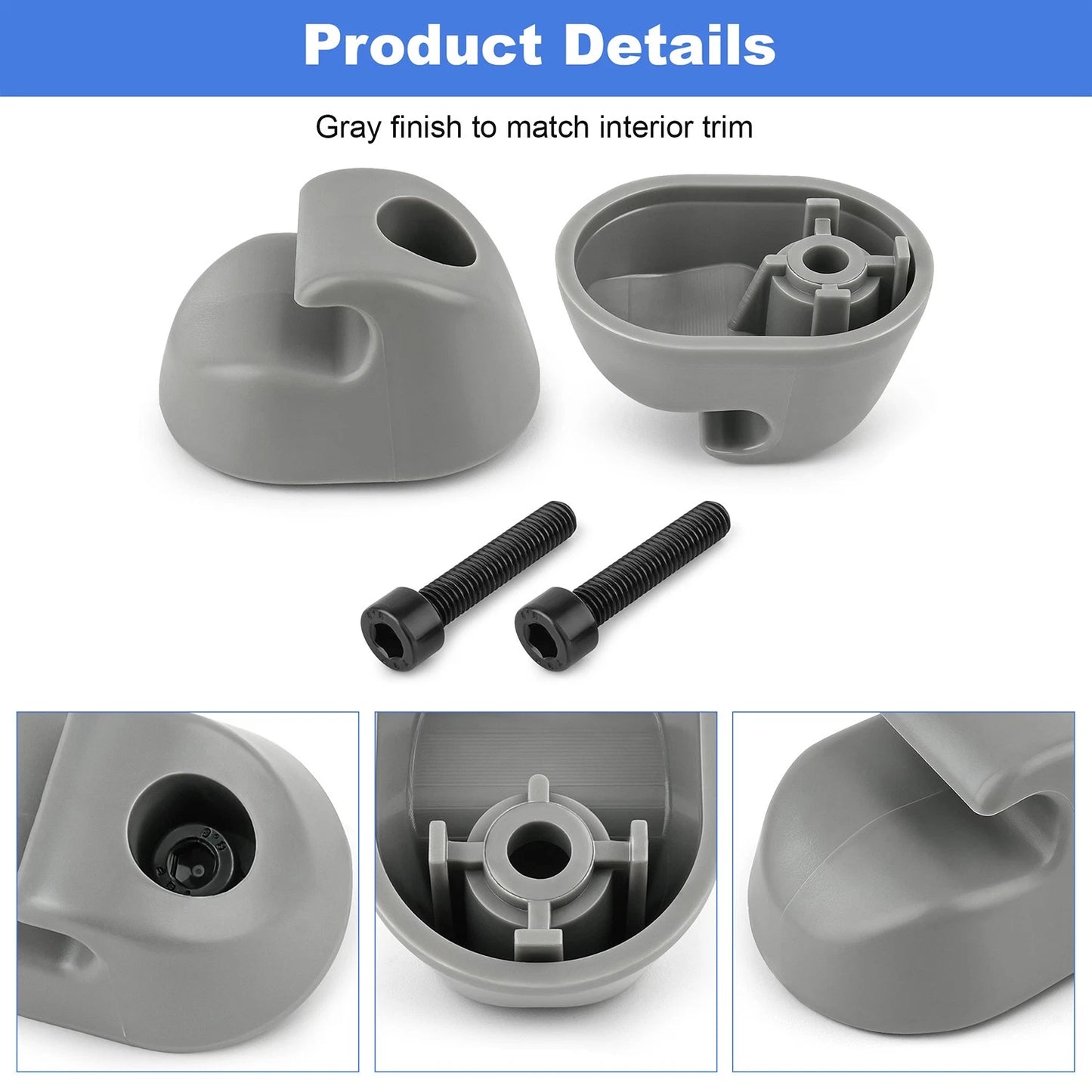 Gray Interior Sun Visor Clip 2-Pack, for Kenworth & Peterbilt Trucks S16-1023-66