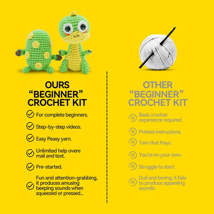Eelexa Crochet Kit for Beginners - 2 Pack Set with Dinosaur Small, Green