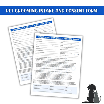 Pet Grooming Intake, Consent & Release Form | 50 Pack 8.5x11 inches, Blue