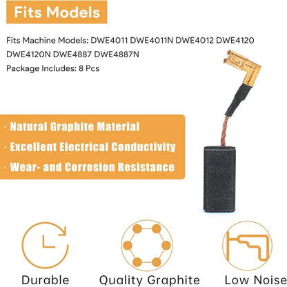 8 Pack Carbon Brushes Replacement For DeWalt DWE4011 DWE4012 DWE4120N Models