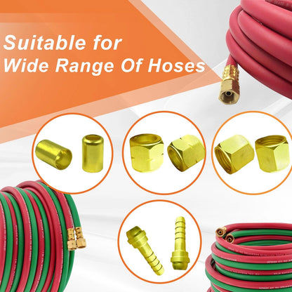 24PCS 1/4" ID Torch Hose Repair Kit for Oxygen & Acetylene 1/4 inch, Brass