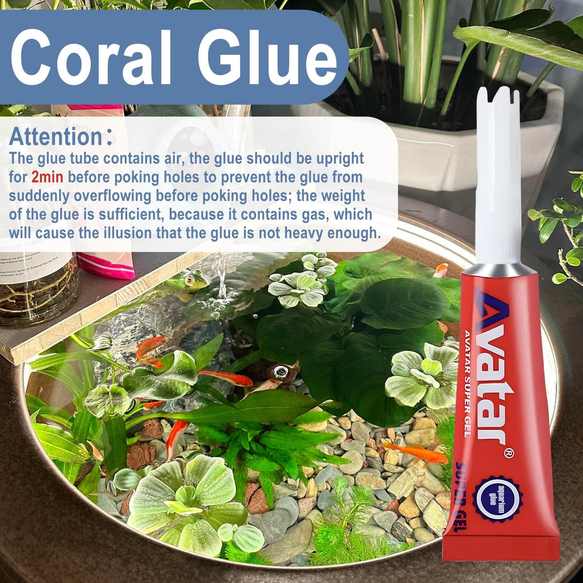 3 PCS Aquarium Glue, Aquascape Aquatic Plants Coral 3 pcs, 1