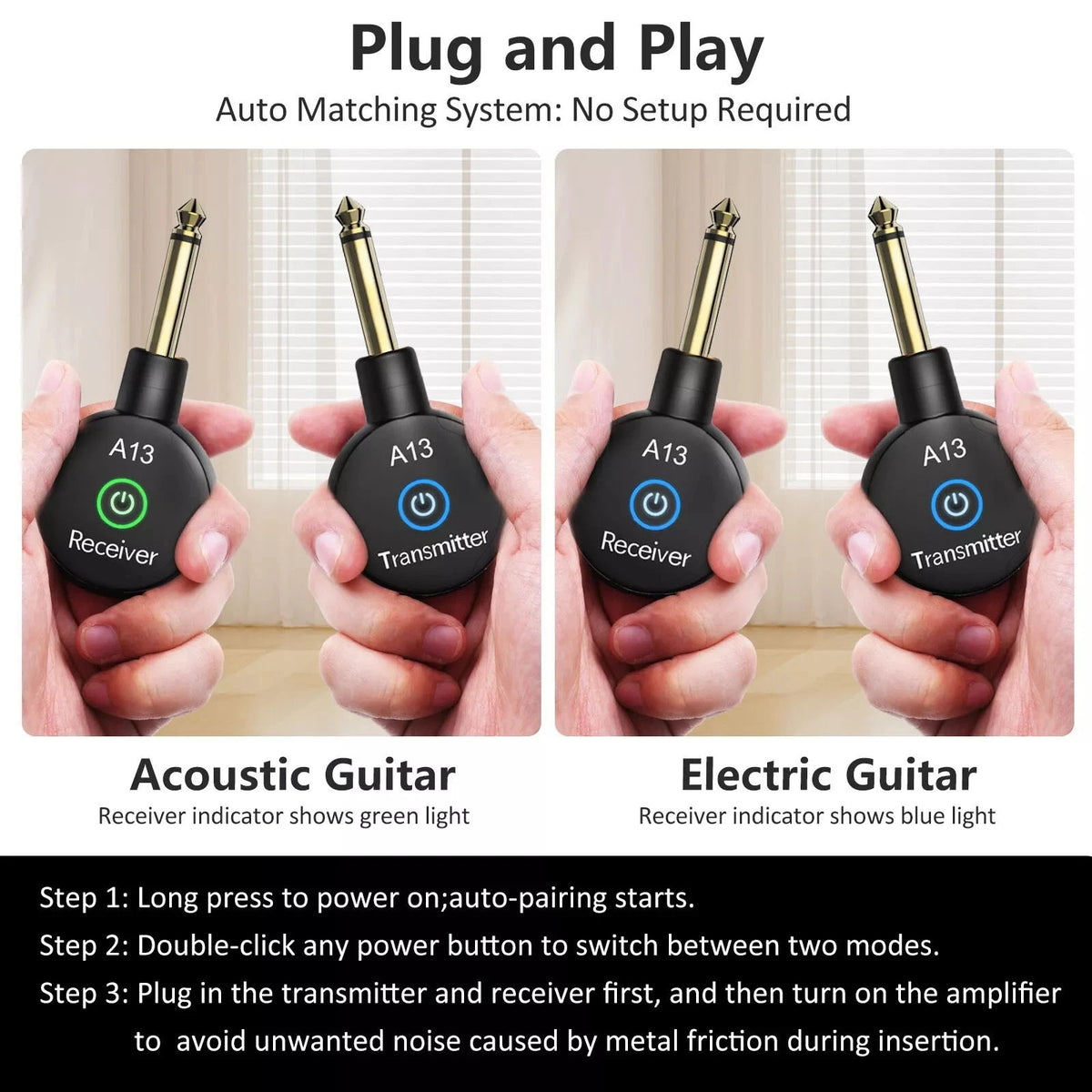 2.4GHz Wireless Guitar System Converter Transmitter Receiver For Guitar Bass