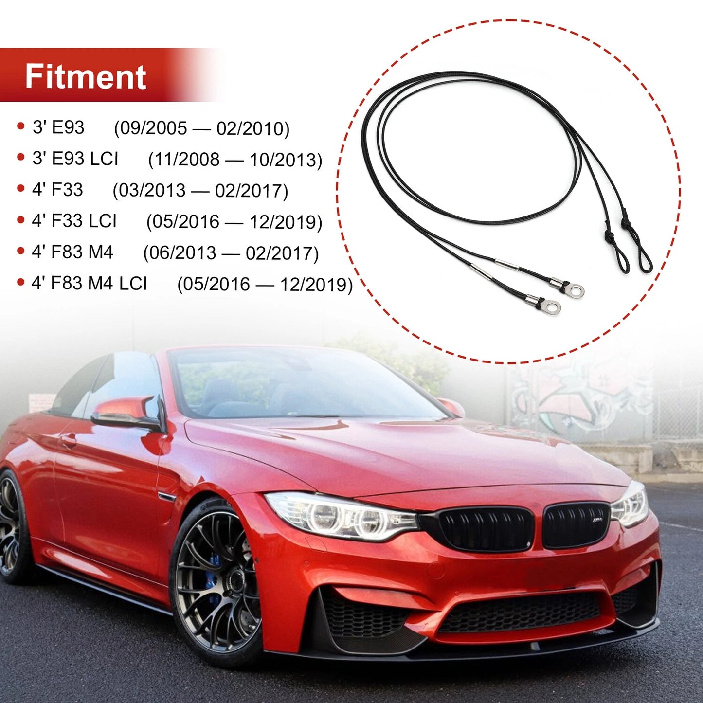 Convertible Top Headliner Tension Rope for BMW F83, F33, E93 54377277475