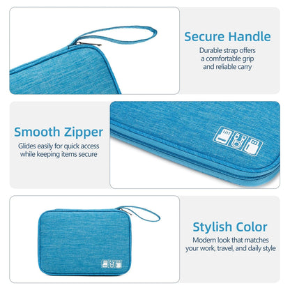 ZBEZBE Electronics Organizer Travel 9.45" L x 6.69" W x 1.18" H, sky blue