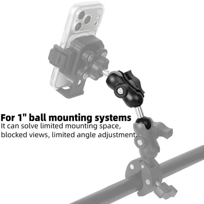 FPN Double Socket Arm with 1" Ball Adapter Compatible RAM B Black