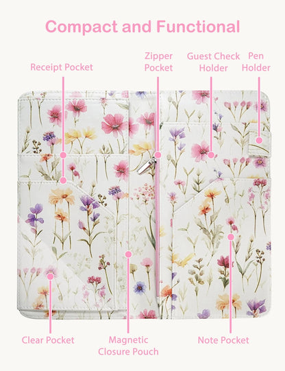 Zreal Cute Server Book for Waitress, Waiter with Watercolor Floral