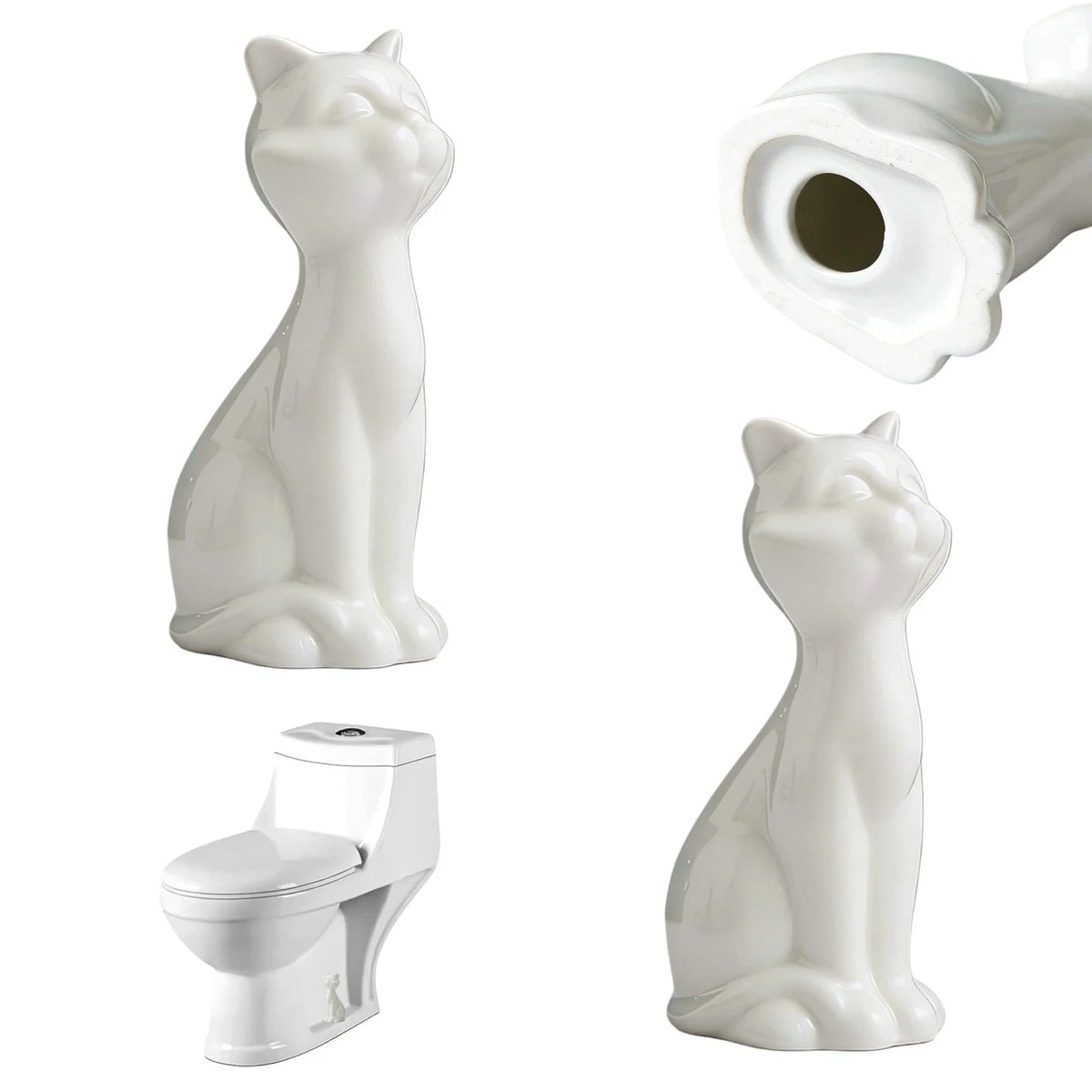 MXHLXRMP 2 Pcs Toilet Bolt Caps Vintage Porcelain Ceramic Cat Statue White