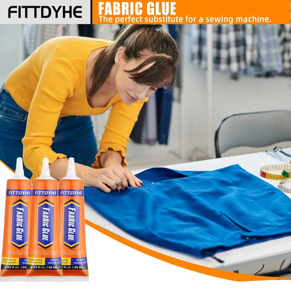 3Pcs Fabric Glue Permanent, 60 ML Washable Clear 3 count, 3 Pack , 60