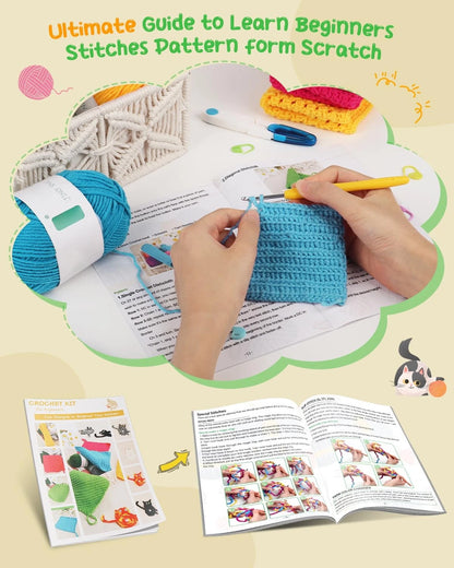 Katech Crochet Kit for Beginners, Dishcloth Small to Medium, Colorful