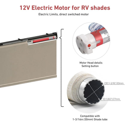 Rollerhouse 2 Wire Switch DC 12V Control, 1-3/16" Roller Tube, Red