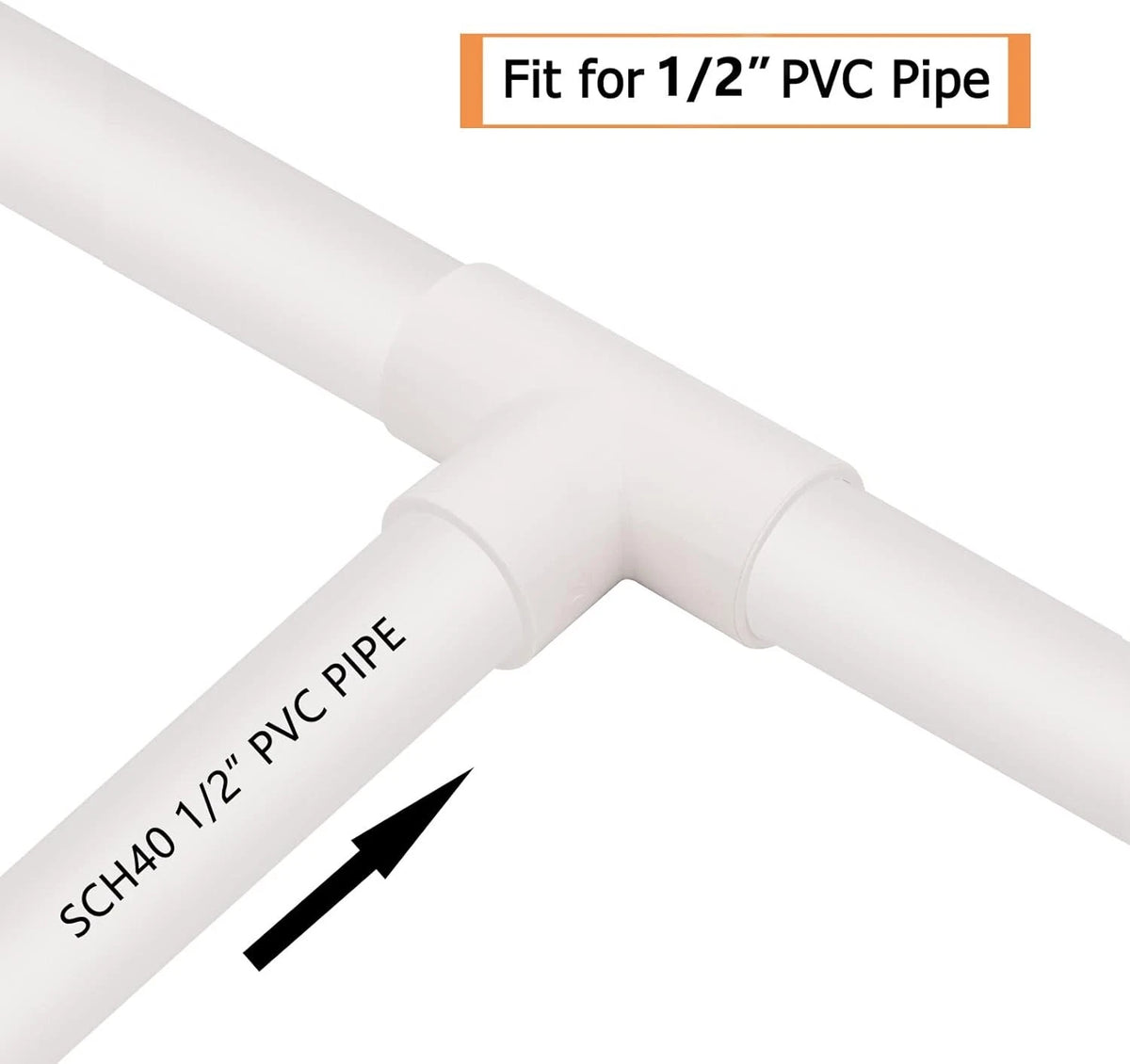20 Pack 3 Way 1/2 Inch Tee PVC Fittings, 1/2inch SCH 40 1/2Inch, White