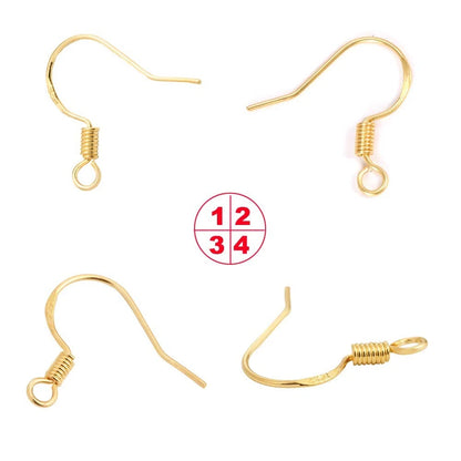 Earring Hooks - 120 PCS/60 Pairs Gold plated copper Regular 18K 2